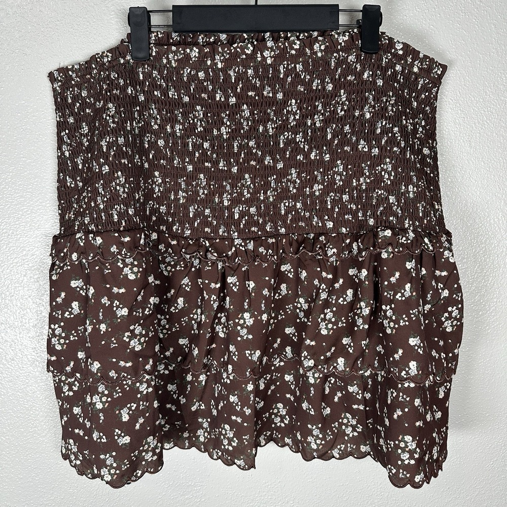 Hyacinth House Tuckernuck‎ Size XXL Steff Chocolate Brown Floral Mini Skirt